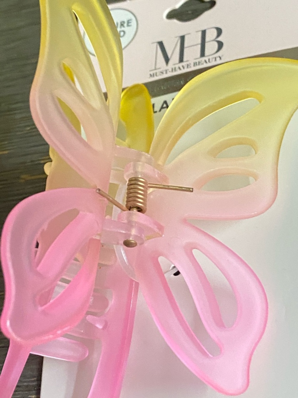 Butterfly Ombre Hair Claw Clip - Pink & Yellow - Picture 2 of 4